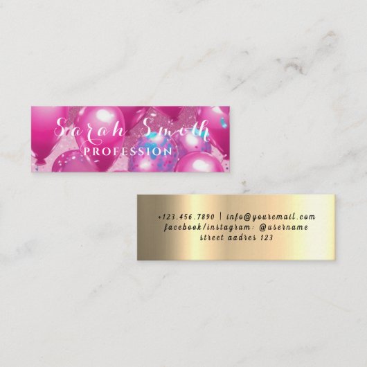 Gouden ballonnen Glitter Evenement Bruiloft Partij Mini Visitekaartje (Voorkant / Achterkant)