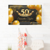 Gouden ballonnen glitter schittert fancy spandoek (Insitu)