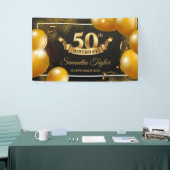 Gouden ballonnen glitter schittert fancy spandoek (Beurs)