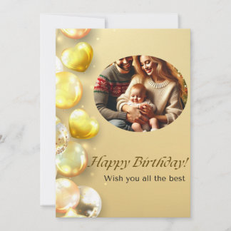 Gouden ballonnen Happy Birthday Kaart