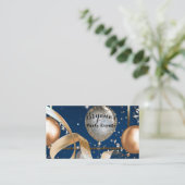 Gouden Ballonnen Navy Blauwe Feest Evenementen Pla Visitekaartje (Staand voorkant)