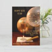 Gouden ballonnen Nieuwjaar Champagnefluit Kaart (Staand voorkant)