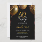 Gouden ballonnen op zwarte achtergrond 60e verjaar kaart (Voorkant)