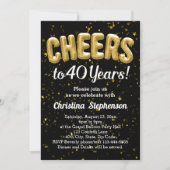 Gouden ballonnen proost op 40 jaar 40e verjaardag kaart (Voorkant)
