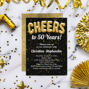 Gouden ballonnen Proost op 50 jaar 50ste verjaarda Kaart