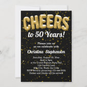 Gouden ballonnen Proost op 50 jaar 50ste verjaarda Kaart (Voorkant)