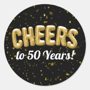 Gouden ballonnen Proost op 50 jaar 50ste verjaarda Ronde Sticker