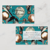Gouden Ballonnen Turquoise Zwart Feest Planner Visitekaartje (Voorkant / Achterkant)