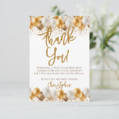 Gouden ballonnen Verjaardag Bedankkaart (Staand voorkant)