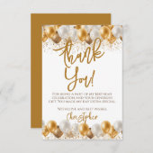 Gouden ballonnen Verjaardag Bedankkaart (Voorkant / Achterkant)