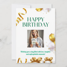 Gouden ballonnen Verjaardag Kaart met geschenken e