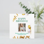 Gouden ballonnen Verjaardag Kaart met geschenken e (Staand voorkant)