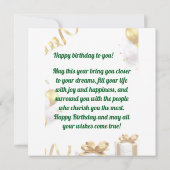 Gouden ballonnen Verjaardag Kaart met geschenken e (Achterkant)
