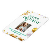 Gouden ballonnen Verjaardag Kaart met geschenken e Magneet (Linkerzijde)