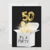 Gouden ballonnen voor 50ste verjaardag in witte do kaart (Voorkant)