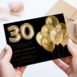 Gouden ballonnen zwart 30e verjaardagsfeest kaart<br><div class="desc">Gouden ballonnen Zwart 30ste Verjaardagsfeestuitnodiging Zie bijpassend collectie in Niche & Nest Store</div>