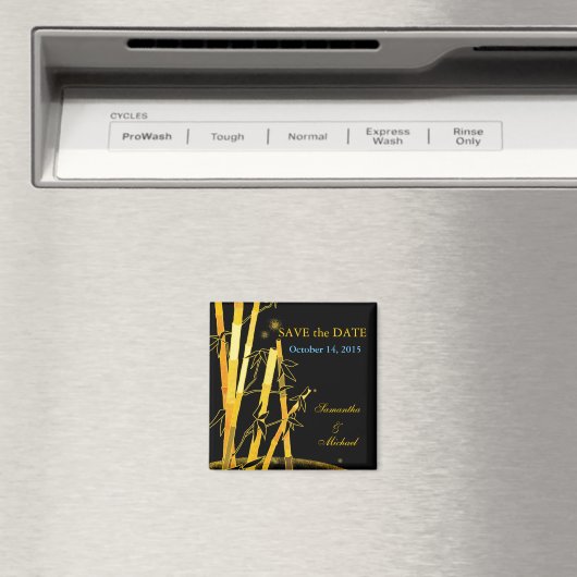 Gouden Bamboe: Bewaar de datum Bruiloft Magneten (Insitu (Vaatwasser))