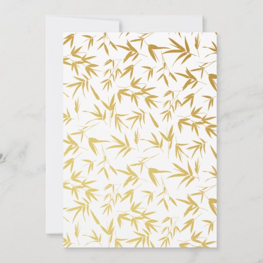 Gouden Bamboe Dubbel Geluk Chinese Huwelijk Kaart (Achterkant)