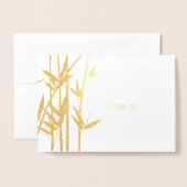 Gouden Bamboe Trouwfoto Dank u Folie Kaarten (Voorkant met envelop)