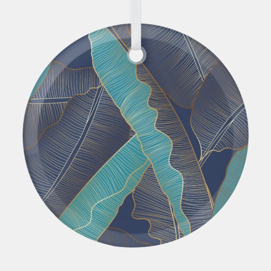 Gouden bananenblad: luxe patroon. glas ornament (Voorkant)
