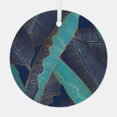 Gouden bananenblad: luxe patroon. glas ornament (Achterkant)