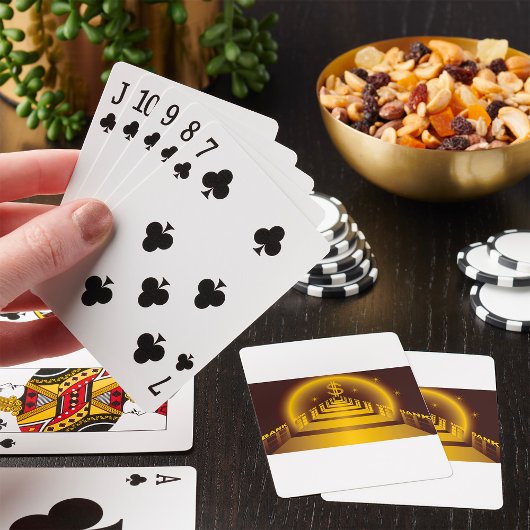Gouden Bank Corridor Glanzende Dollar Financiën Pokerkaarten