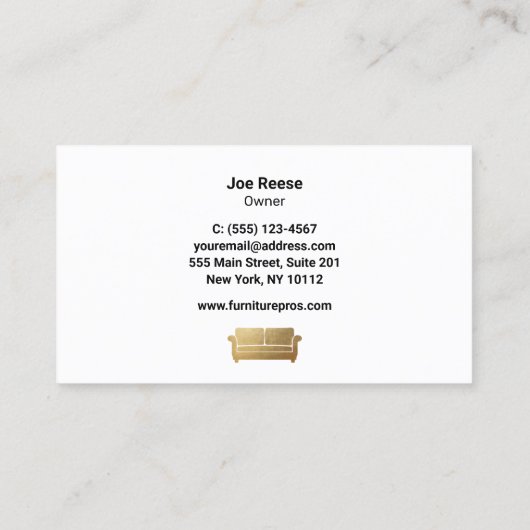 Gouden bank | Meubilair Visitekaartje (Achterkant)