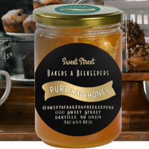 Gouden Banner Honing Label met Decoratieve Tekst