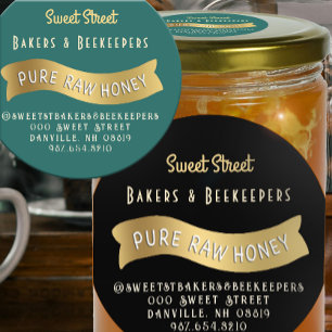 Gouden Banner Honing Label met Decoratieve Tekst