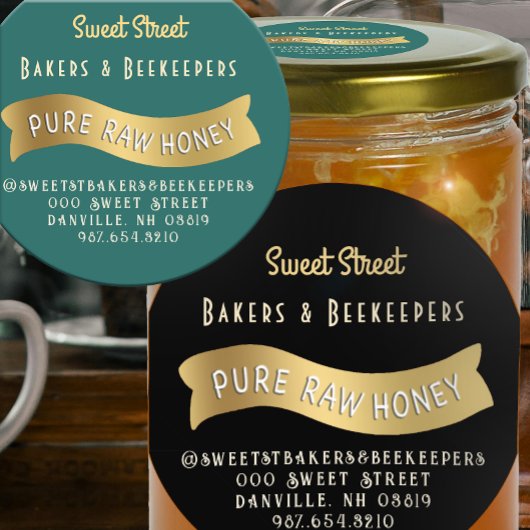 Gouden Banner Honing Label met Decoratieve Tekst
