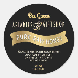 Gouden Banner Honing Label met Decoratieve Tekst