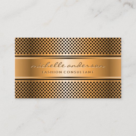 Gouden banner | Metallic gouden geperforeerde mesh Visitekaartje (Voorkant)