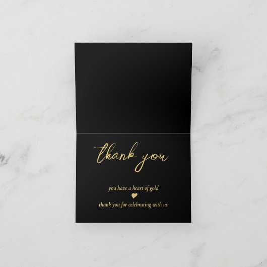 Gouden Bar Elegante Bruiloft Bedankkaart (Binnen)