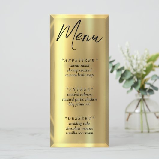 Gouden Bar Elegante Huwelijksreceptie Menu (Staand voorkant)
