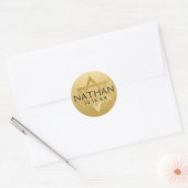 Gouden Bar Mitzvah Bat Mitzvah Davidster Naam Ronde Sticker (Envelop)