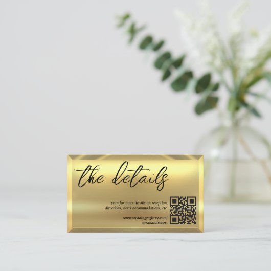 Gouden Bar QR-code Elegante bruiloft details Informatiekaartje (Staand voorkant)