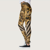 Gouden barok: geometrisch patroonontwerp leggings (Links)