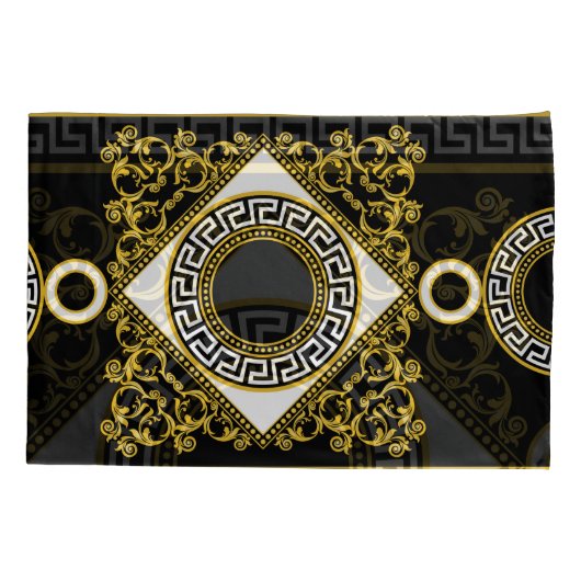 Gouden barok: Griekse zwarte rand Kussensloop (Achterkant)