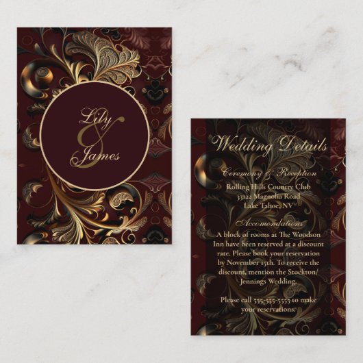 Gouden barok informatiekaartje (Voorkant / Achterkant)