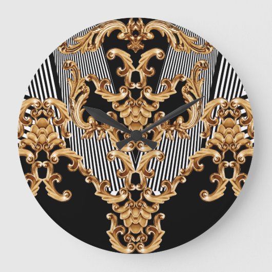 Gouden barok, ingewikkeld ornament ontwerp. grote klok (Voorkant)