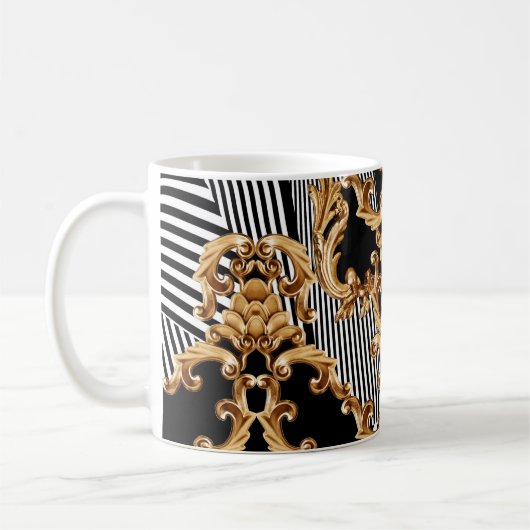 Gouden barok, ingewikkeld ornament ontwerp. koffiemok (Links)