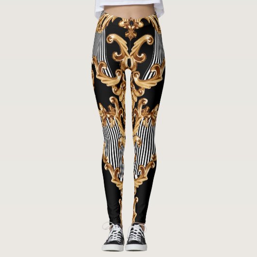 Gouden barok, ingewikkeld ornament ontwerp. leggings (Voorkant)