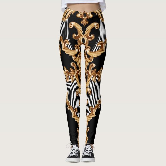 Gouden barok, ingewikkeld ornament ontwerp. leggings (Voorkant)