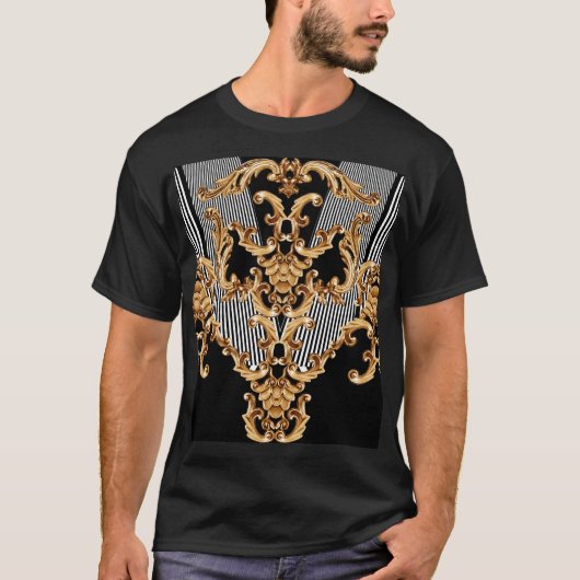 Gouden barok, ingewikkeld ornament ontwerp. t-shirt (Voorkant)