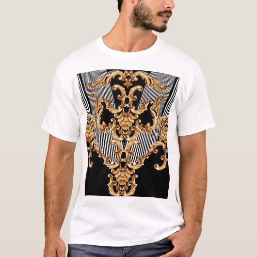 Gouden barok, ingewikkeld ornament ontwerp. t-shirt (Voorkant)