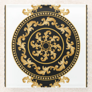 Gouden barok, kettingen, zwart decor glazen onderzetter