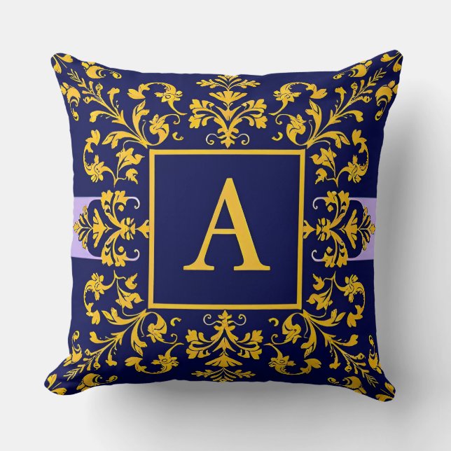 Gouden Barok Letter A Klassieke Monogram Stijl ✨ Kussen (Voorkant)