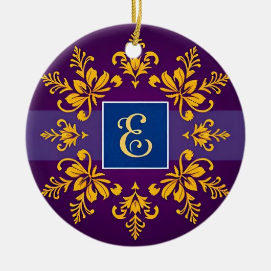 Gouden Barok Letter E Monogram Ornament ✨ (Voorkant)