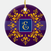 Gouden Barok Letter E Monogram Ornament ✨ (Achterkant)