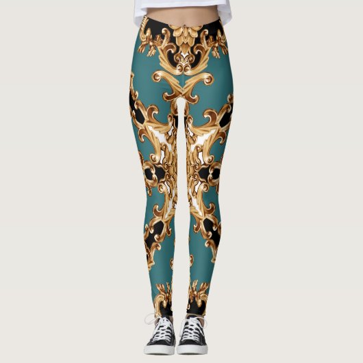 Gouden barok, luxe ornament design. leggings (Voorkant)